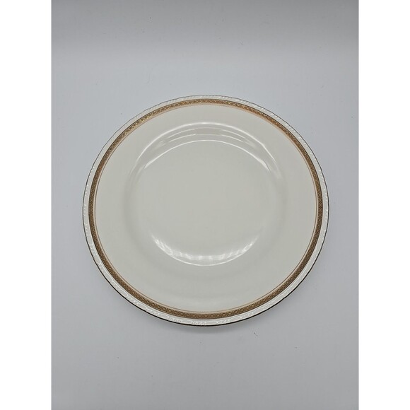 Rorstrand Sweden Porcelain #521 Scalloped Dinner Plate Gold Ribbon Pattern - Picture 1 of 6